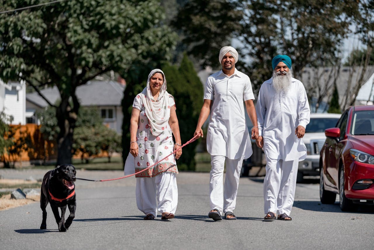 Happy family with their new pet